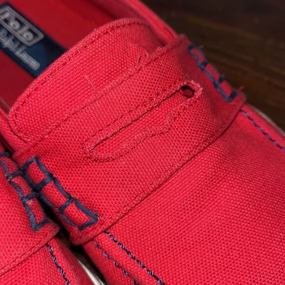 Mens Mansheim Model Polo by Ralph Lauren Cotton Pony Red Loafers slip on shoes main image 10
